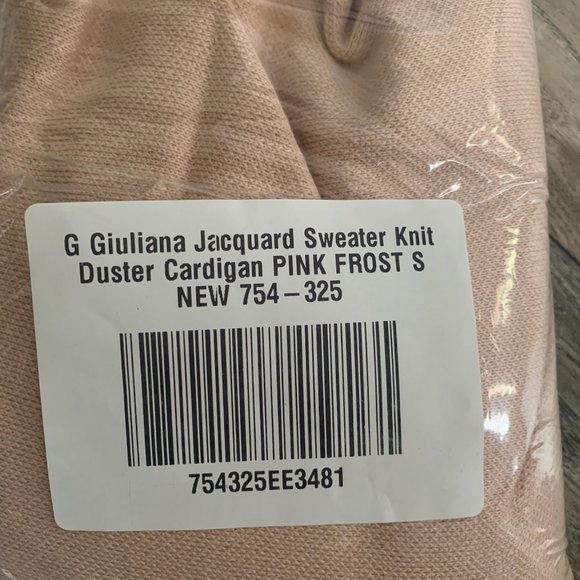 NWT G BY GIULIANA JACQUARD SWEATER KNIT DUSTER CARDIGAN PINK FROST SMALL - Picture 10 of 11